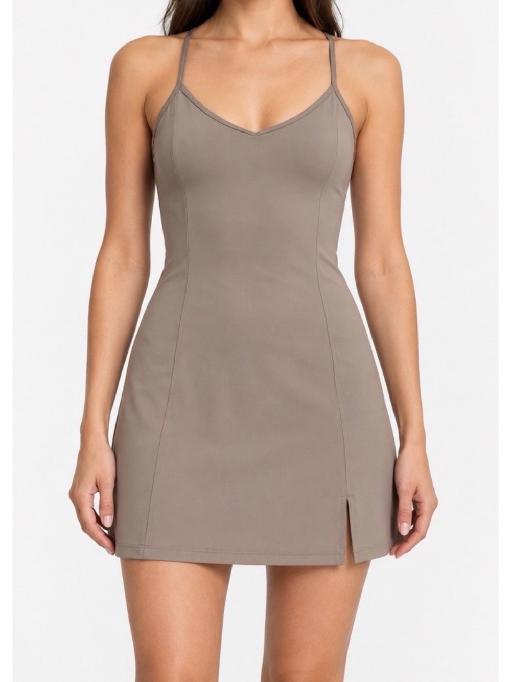 Aritzia TnAction TnaSLICK Court Dress Taupe